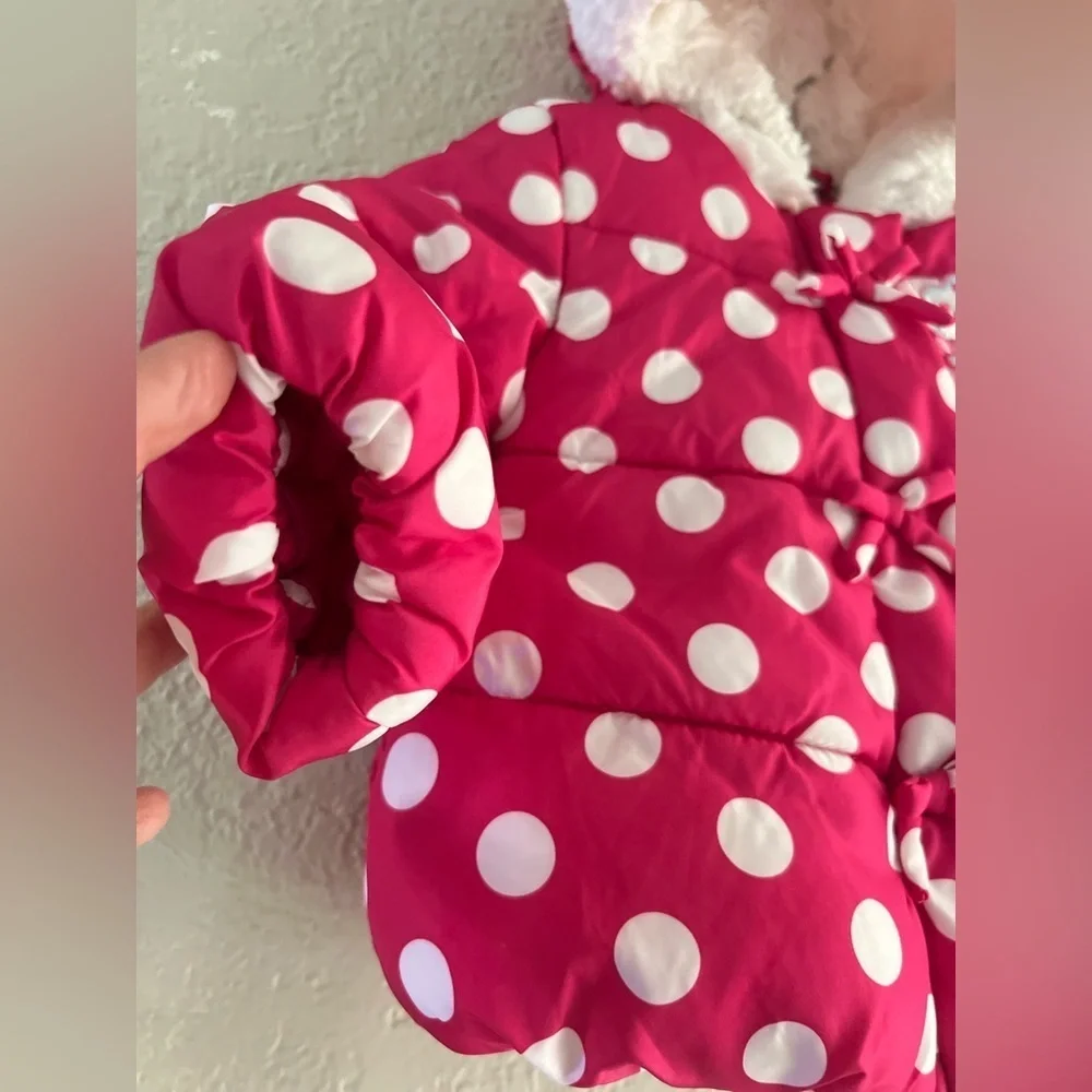 Disney Baby 12-18 Mo Coat Minnie Mouse Polka Dot Puffer Jacket Hoodie like new